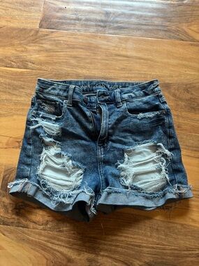 American Eagle Outfitters Women's Distressed Denim Shorts - Blue size 4
